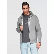 Moška pulover s kapuco Ombre BASIC z zadrgo - siva