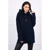 Tunic with zipper on hood Oversize dark blue