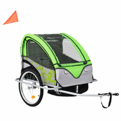 vidaXL 2 u 1 Djecja prikolica za bicikl i kolica zeleno siva