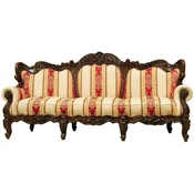 Casa Padrino luxury baroque sofa with stripes cream/yellow/red/dark brown - Striped living room sofa in baroque style - Baroque living room furniture - Noble & magnificent