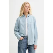 Pamucna košulja Levis HARLIE NEW BF SHIRT za žene, boja: siva, relaxed, s klasicnim ovratnikom, 001HM