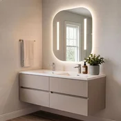 Skye Decor Set kupatilskog ormarica sa umivaonikom i ogledalom, 2 dela, Sivi