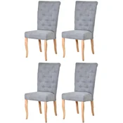 Casa Padrino Chesterfield Neo Baroque dining room chair set of 4 gray/natural - Kitchen chairs set - Chesterfield dining room furniture - Neo baroque dining room furniture