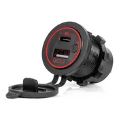 shumee Avto polnilec z USB vtičnicami vodoodporen USB + USB-C QC3.0 12V 24V AMIO-04221