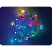 ACA Lighting LED okrasna verižica 2,5m, 50LED, 3xAA, RGBY, brez funkcij, srebrna