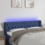 Vidaxl vidaXL Vzglavje postelje z LED modro 147x16x78/88 cm blago
