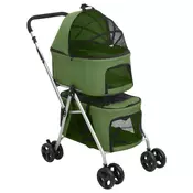 Vidaxl vidaXL Dvonadstropni zložljivi pasji voziček zelene barve 83x48x97 cm
