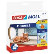 Tesa Samolepilno gumijasto tesnilo za okna in vrata, belo, P profil, 9 mm x 25 m