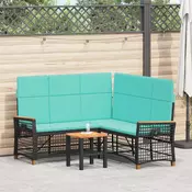 vidaXL vidaXL Vrtni zložljivi kavč Črna in turkizna 164 x 164 x 112 cm, (5000247279)