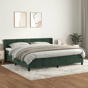 Greatstore Box spring postelja z vzmetnico temno zelena 200x200 cm žamet