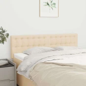 Greatstore Posteljno vzglavje 2 kosa krem 72x5x78/88 cm blago