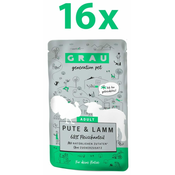 Grau GP Adult mokra hrana za mačke, puran & jagnjetina, 16 x 125 g