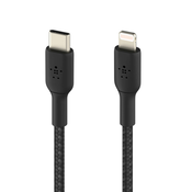 BELKIN Kabel USB-C za iPhone/iPad Lightning MFi, pleten iz najlona, serija BOOST?CHARGE proizvajalca Belkin, 1 m - ČRN, (20764302)