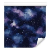 Akvarelna tapeta Galaxy v mornarsko modri in mornarsko modri barvi, mehke oblike 50x1000 cm