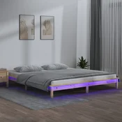 shumee vidaXL Posteljni okvir LED 200x200 cm masiven les