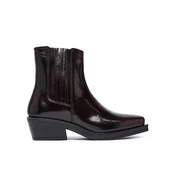 Tommy Jeans Gležnjarji Chelsea Tjw Brushed Leather Cowboy Boots EN0EN03077 Temno rjava
