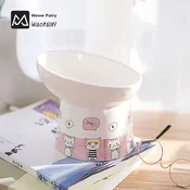 Miaoxianer Posuda za macke, 13 cm, Belo-roze