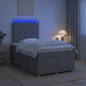 vidaXL Postelja boxspring z vzmetnico Svetlo siva 120 x 190 cm Blago