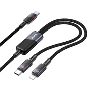 Hoco Kabel 2 v 1 USB-C na USB-C + Lightning Hoco 5 A, 100 W, 1,2 m, U139, črn