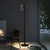 FLOS LED-stoječa svetilka Nocturne F1 Cone, črna, 1-žarilna, 206 cm - Dnevna soba/jedilnica - Dizajn - črna, prosojna - Aluminij