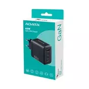 ADATA zidni punjač, GaN, crni, 65 W, američki utikač CHARGERU-0653-QCPDBK
