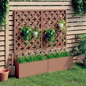 Vidaxl Cvetlično korito z mrežo 2 kosa rjave barve 65x33x135 cm WPC