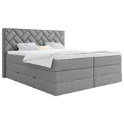 MID.YOU POSTELJA BOXSPRING 160 cm  x 200 cm , tekstil, leseni material srebrne barve