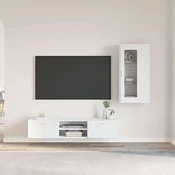 Set TV komoda s ladicama FLORIN 3 pcs Bijelo Konstruirano drvo