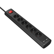 MONSTER Monster, 6 vtičnic AC za zaščito pred prenapetostjo z 2 priključkoma USB-A, Črna, (21683713)