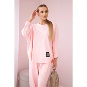 Cotton sweatshirt and trouser set powder pink