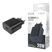 USB-C stenski polnilnik 20W PD 3A hitro polnjenje telefonov in tablic črne barve