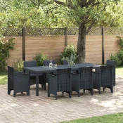 vidaXL Vrtna miza Antracit 250x100x73 cm Poly Rattan