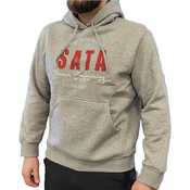 Hoodie pulover s kapuco siv VINTAGE SATA - Velikost XXL