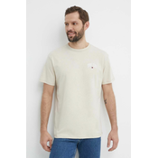 Bombažna kratka majica Tommy Jeans moška, bež barva, DM0DM18665