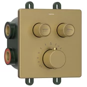SMART SELECT concealed thermostatic shower mixer, box, 2 outlets, gold matt - Zlata mat barva - Sapho - SMART SELECT - 72 - Medeninasti - Termostat - Kvadratni - Tlak - 156 - 156 - 14