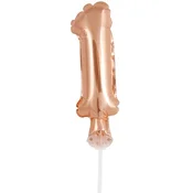 GoDan Folija balon za torto, številka 1, rožnato zlata, 1 kos.