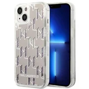 Karl Lagerfeld ovitek za iPhone 14 Plus (6,7) Liquid Glitter Monogram, srebrn