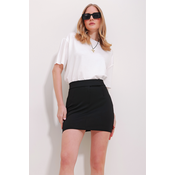Trend Alaçati Stili Womens Black Velcro Waist Mini Skirt