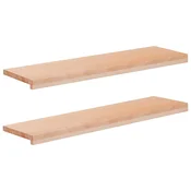 vidaXL Okenske police 2 kos Naravna 90 x 25 x 2 cm Trda bukovina