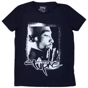 2Pac Spray Photo Navy Blue S Ženske Majica