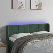 Vidaxl vidaXL Vzglavje postelje z LED diodo temno zeleno 147x16x78/88 cm žametno
