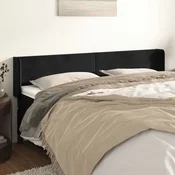 Vidaxl vidaXL Vzglavnik s krilci, črn 163x16x78/88 cm, žamet