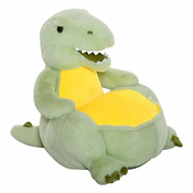 HOMCOM plišasti otroški fotelj v obliki dinozavra z nedrsečo podlago, zeleni otroški stol 60x55x59cm