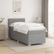 vidaXL Postelja boxspring z vzmetnico Svetlo siva 90 x 190cm Blago