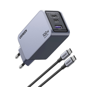 Ugreen Nexode Pro 100W 3-Portni GaN USB polnilec s priloženim 1,5M 100W USB-C polnilnim kablom