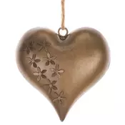 Autronic Božični okraski Solid metal heart, hanging, copper color (UM0868-S COP)