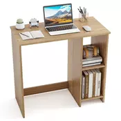 Northix Kompaktna pisalna miza z 2 policama, 80x40x74 cm, naravni les, inženirski les