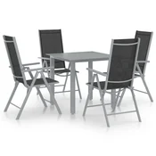 5-dijelni vrtni blagovaonski set aluminijski srebrno-crni