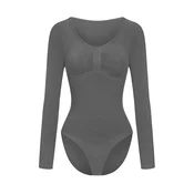 cfab Oblikovanje postave Bodysuit Sculpting Shapewear Longsleeve mit Slip grafit