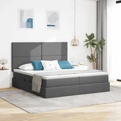 Krevet s od storage s uzglavljem Tamnosiva 180 x 200 cm Tkanina